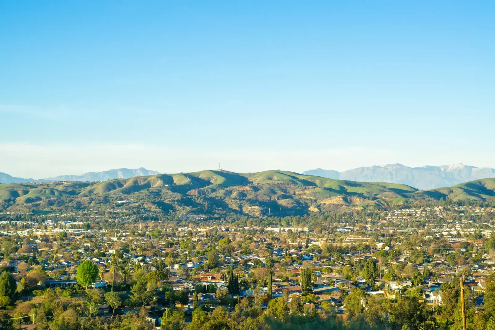 Aerial view of Orange County neighborhoods served by Olson Superior Plumbing