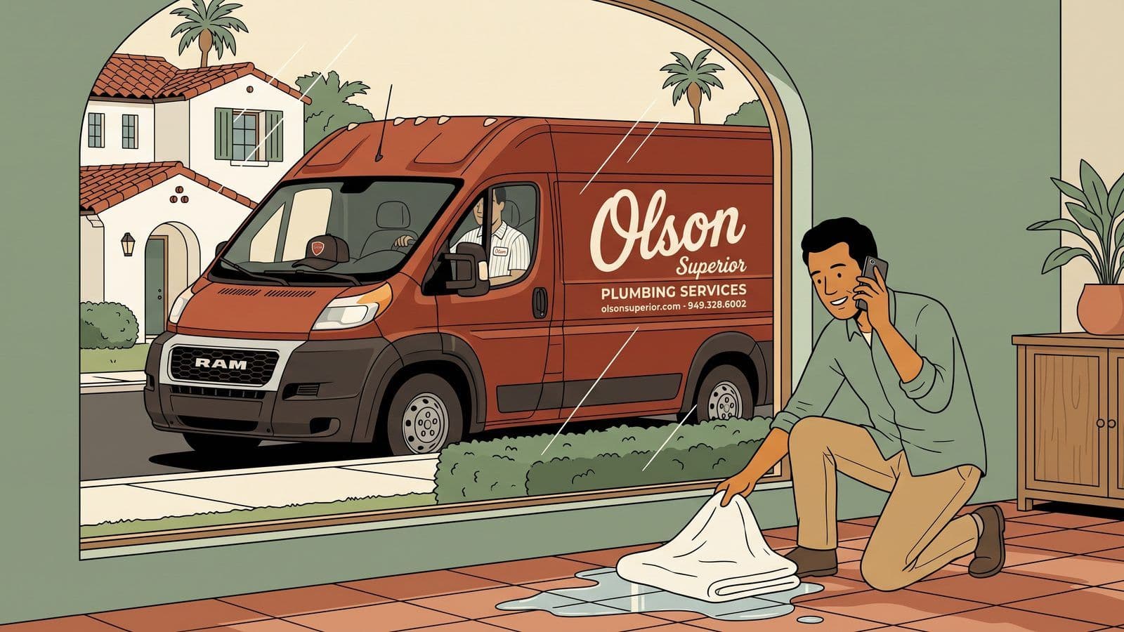 Water coming up through the floor: what it usually means in an Orange County home.